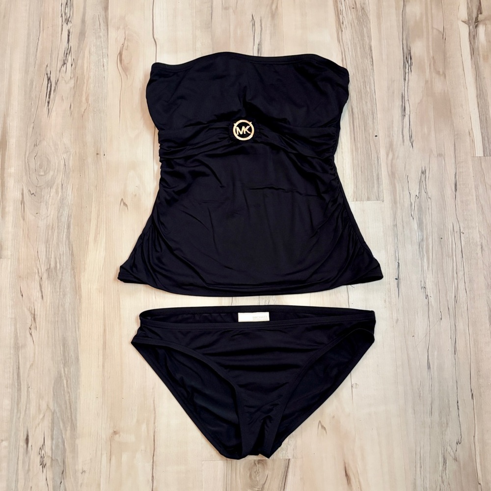 Michael Kors Small 2 Piece Set Bathing Suit Swim Tube Top And Bottoms
